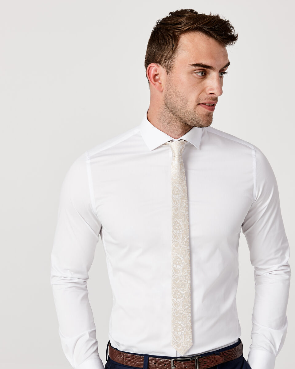 Ultra Slim Long Sleeve Twill Shirt, White, hi-res